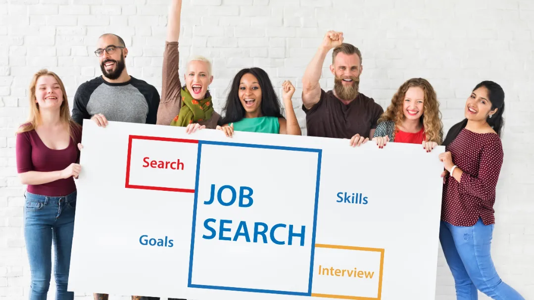 A group of people depicting joy on successful job ssearch